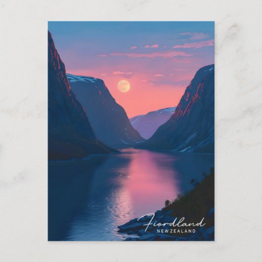 フィオルドランドニュージーランド旅行の夜 ポストカード (正面)