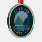 フィオルドランド国立公園ニュージーランドレトロサークル メタルオーナメント (右)