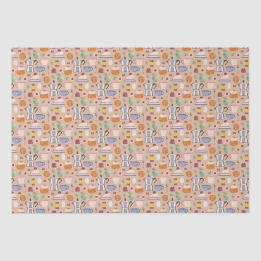 フィカ(柔らかい桃) – 水彩パターン 薄葉紙 (正面)