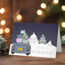 フィガロ車ハッピーフィグマスクリスマスカード