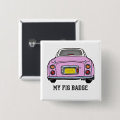 フィギュアかわいいピンクのフィガロ車名ボタンバッジ 缶バッジ (正面&裏面)