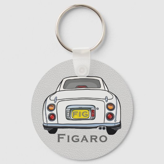 フィギュアかわいい白いフィガロ車の運転名 キーホルダー (正面)