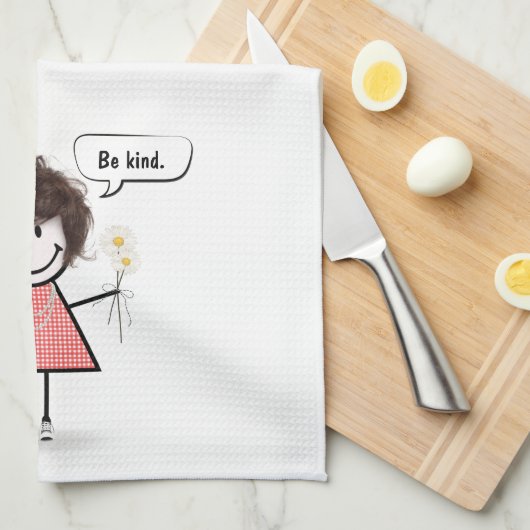 フィギュアの女の子を白に貼る キッチンタオル (四つ折り)