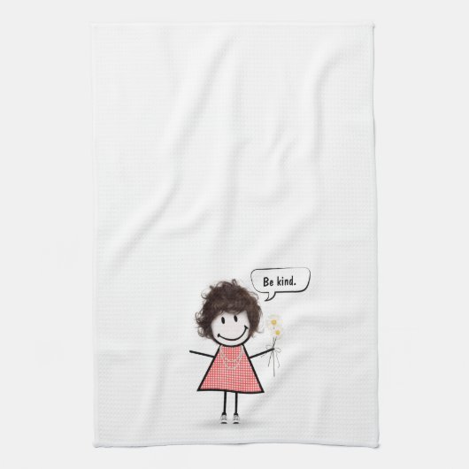 フィギュアの女の子を白に貼る キッチンタオル (縦)