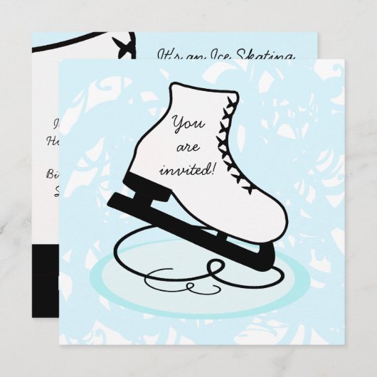フィギュアスケートのスケートのパーティの招待状 招待状 (正面/裏面)
