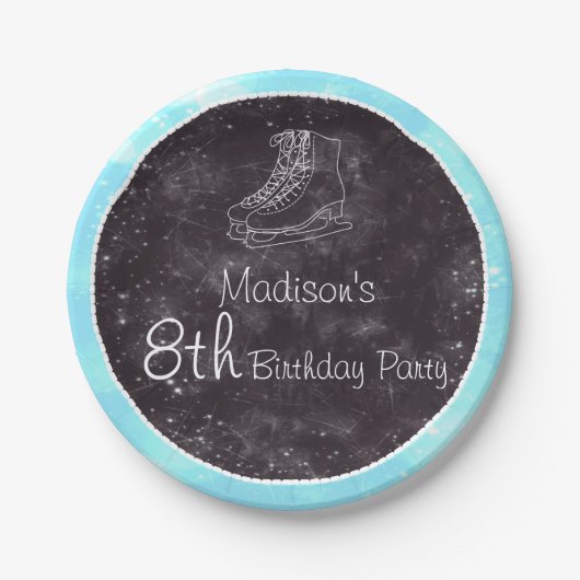 フィギュアスケートのパーティーは誕生会をめっきします ペーパープレート (正面)