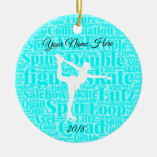 フィギュアスケートの氷のパーソナライズなオーナメント セラミックオーナメント (正面)