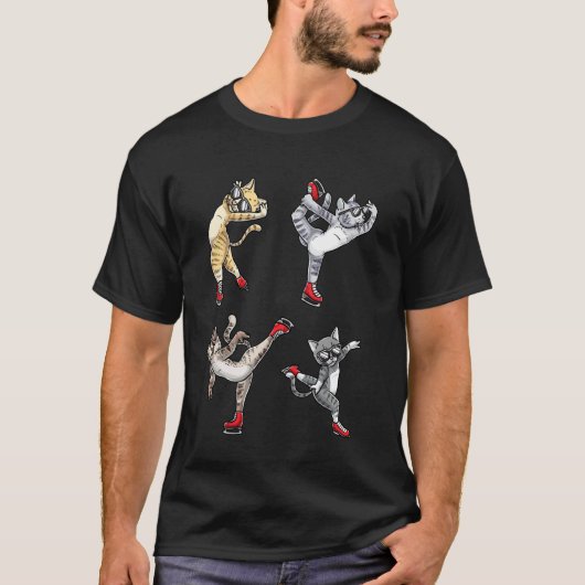 フィギュアスケートの猫 Tシャツ (正面)
