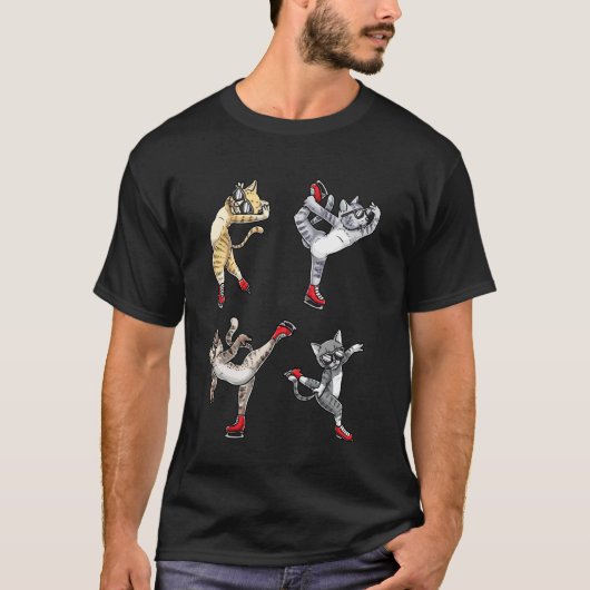 フィギュアスケートの猫 Tシャツ (正面)