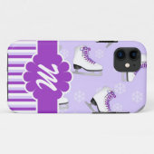 フィギュアスケートの紫色および白くカスタムなモノグラム Case-Mate iPhoneケース (裏面(横))
