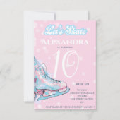 フィギュアスケートの「Let's skate」誕生日パーティー 招待状 (正面)