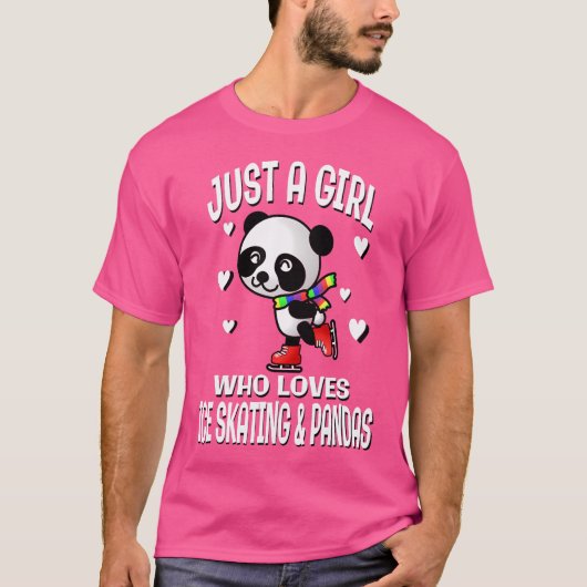 フィギュアスケート好きな女の子 パンダ クマ Tシャツ (正面)