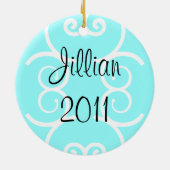 フィギュアスケート選手のオーナメント-青氷はそれを個人化します セラミックオーナメント (裏面)