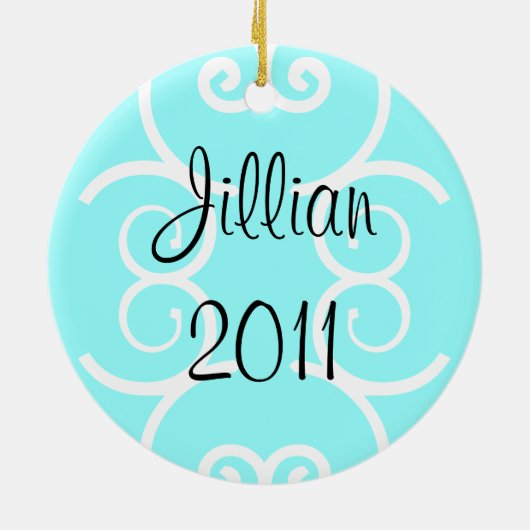 フィギュアスケート選手のオーナメント-青氷はそれを個人化します セラミックオーナメント (裏面)