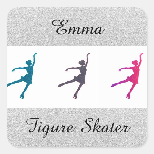 フィギュアスケート シルバースパークル スクエアシール (正面)