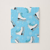 フィギュアスケート-青は雪片が付いているアイススケートします ジグソーパズル (縦)