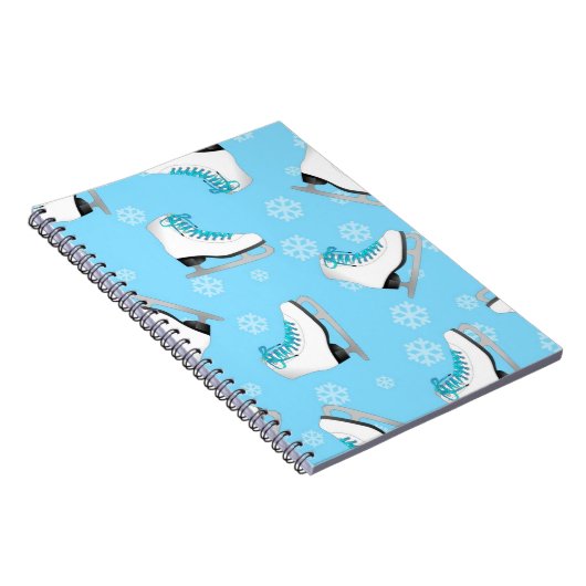 フィギュアスケート-青は雪片が付いているアイススケートします ノートブック (右側)