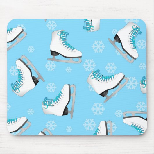 フィギュアスケート-青は雪片が付いているアイススケートします マウスパッド (正面)
