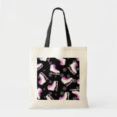 フィギュアスケート-黒およびピンクはアイススケートします トートバッグ (正面)