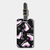 フィギュアスケート-黒およびピンクはアイススケートします ラゲッジタグ (正面縦)