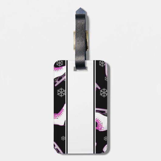 フィギュアスケート-黒およびピンクはアイススケートします ラゲッジタグ (裏面縦)