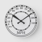 フィギュアスフィガロ車速度計MPHホワイト ラウンド壁時計 (正面)