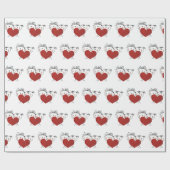フィギュア対と赤いハート ラッピングペーパー (フラット)