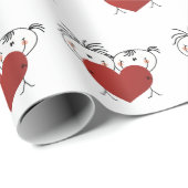 フィギュア対と赤いハート ラッピングペーパー (ロールコーナー)