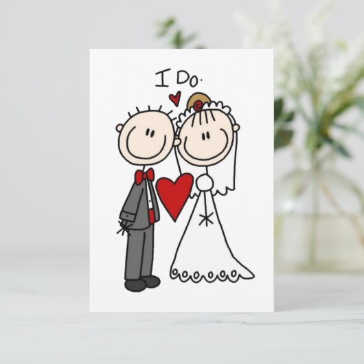 フィギュア結婚のカップルの挨拶を追加 招待状 (スタンド正面)