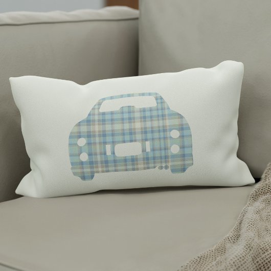 フィギュレーションアクア淡い色のフィガロカープレイドシルエット ランバークッション