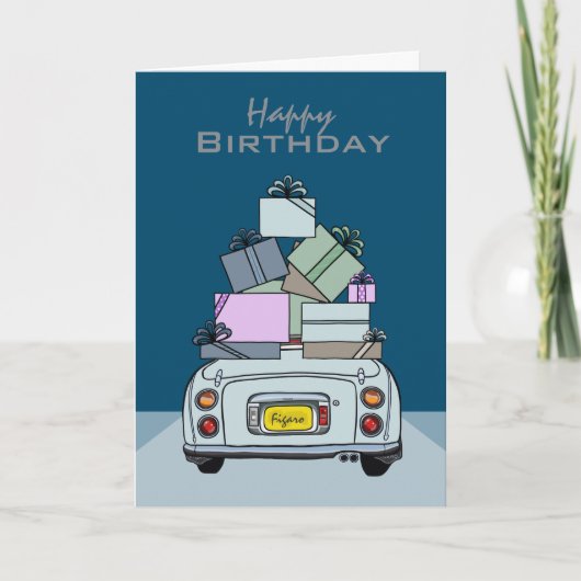 フィギュレーションアクア淡い色のフィガロ誕生日カード カード (正面)