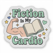 フィクションは私の有酸素運動 - 読書好きな人 シール (正面)