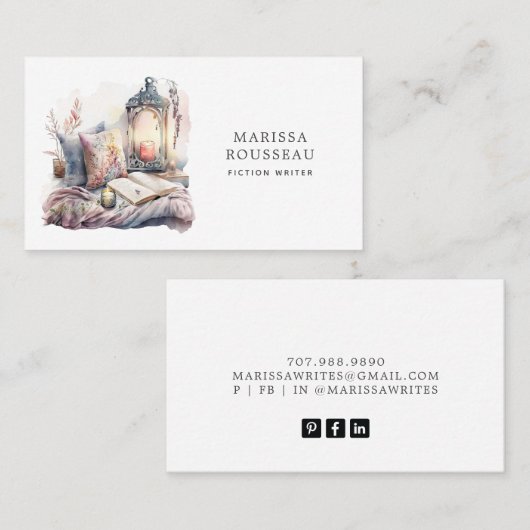 フィクション作家の水彩画読のコーナービジネス 名刺 (正面/裏面)