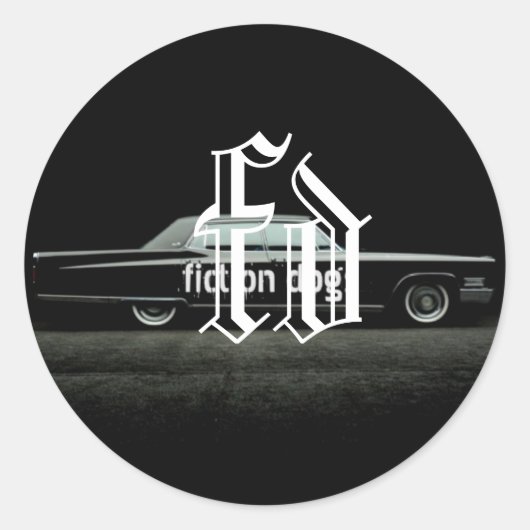 フィクション犬のステッカー ラウンドシール (正面)