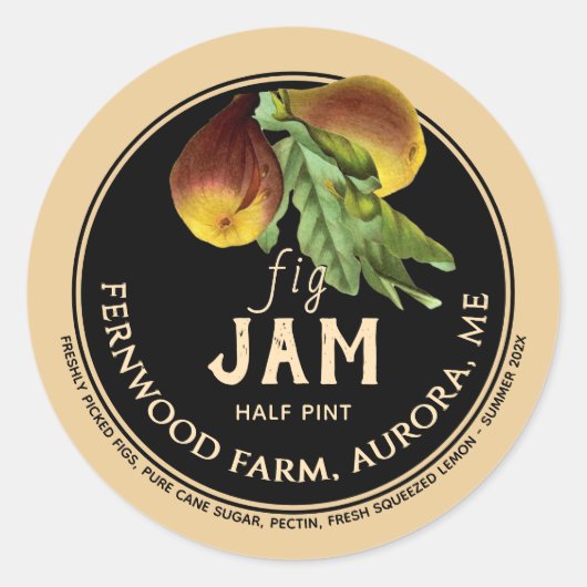 フィグジャムゼリー瓶ラベルクラフト自家製 ラウンドシール (正面)