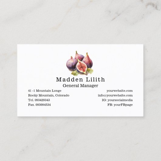 フィグフルーツオーガニック植物学イラストレーション 名刺 (裏面)