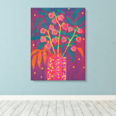 フィサリスオータムプラントブーケカラフルフローラアート キャンバスプリント (インサイチュ (ウッドフロア))