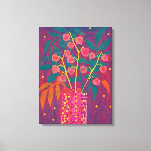 フィサリスオータムプラントブーケカラフルフローラアート キャンバスプリント (正面)