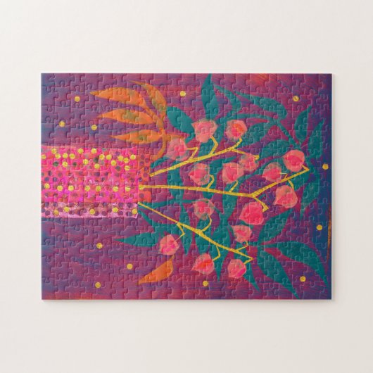 フィサリスオータムプラントブーケカラフルフローラアート ジグソーパズル (横)