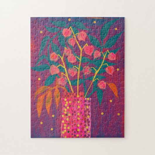 フィサリスオータムプラントブーケカラフルフローラアート ジグソーパズル (縦)