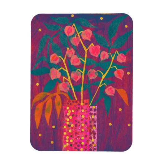 フィサリスオータムプラントブーケカラフルフローラアート マグネット (縦)