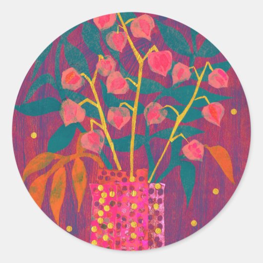 フィサリス中国のランタン秋フローラシール ラウンドシール (正面)