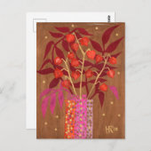 フィサリス中国のランタン紙コラージュフローラアート ポストカード (正面/裏面)