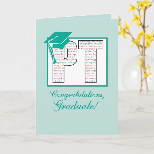 フィジカルセラピーの卒業のお祝い、PT wi カード (黄色い花)