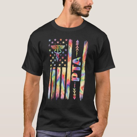 フィジカルセラピーアシスタント米国国旗のPTA月 Tシャツ (正面)
