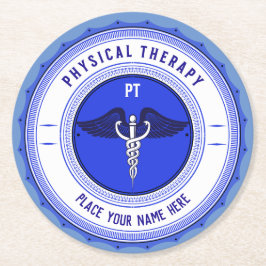 フィジカルセラピーブルーカドゥセウス名前をカスタムする ラウンドペーパーコースター