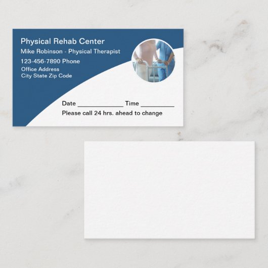 フィジカルセラピー医療アポイントメントカード 予約カード (正面/裏面)
