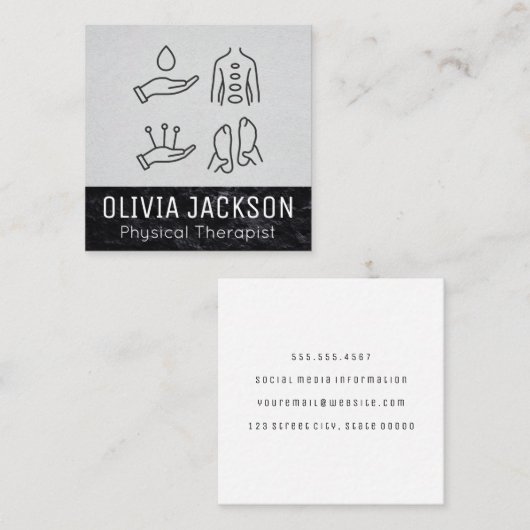 フィジカルセラピー | マッサージセラピスト スクエア名刺 (正面/裏面)