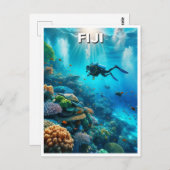 フィジスキューバダイバーダイビング ポストカード (正面/裏面)