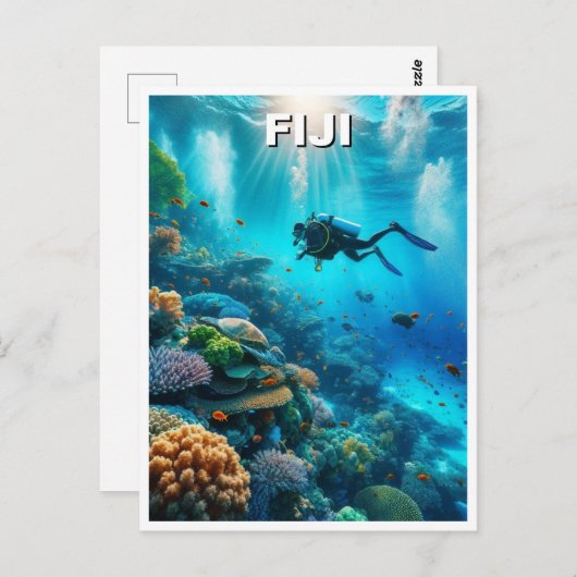 フィジスキューバダイバーダイビング ポストカード (正面/裏面)